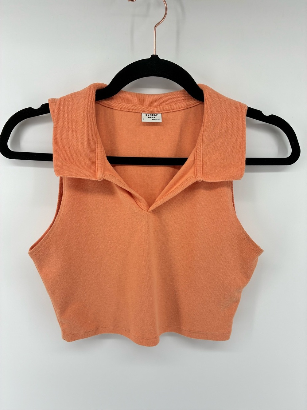 Sunday Best Peach Collared Sleeveless Knit Top
